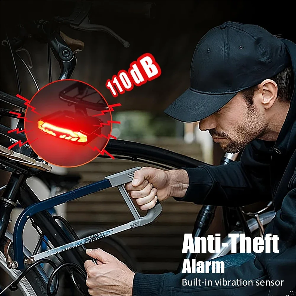 WSDCAM Smart Bike Tail Light with Turn Signals Alarm Horn Remote Rechargeable Waterproof Rear Brake bicycle rear light,bicycle alarm