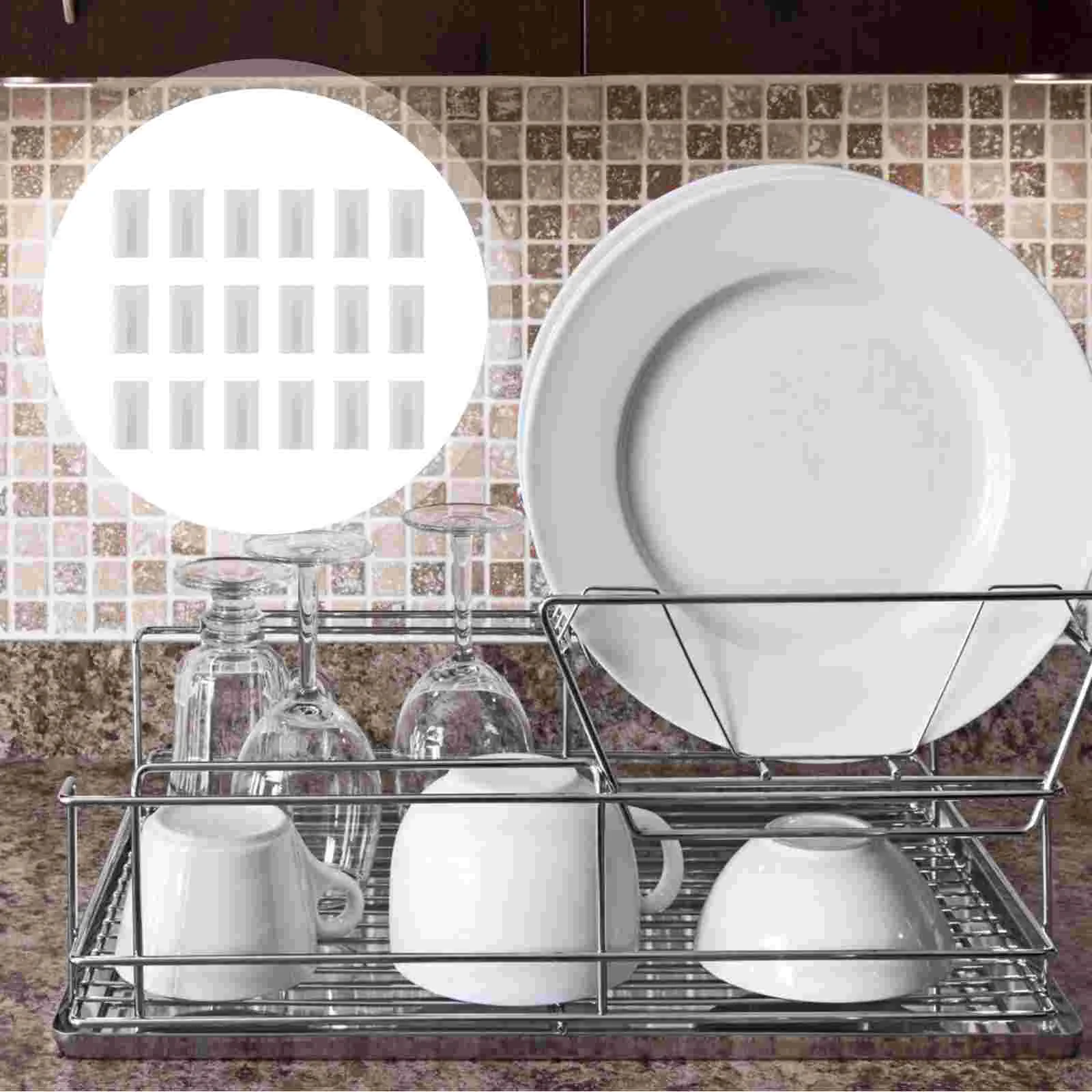 

Makeup Sink Cover Mat and Kitchen Sink Rack Feet - Replacement Parts for White Sink Grid