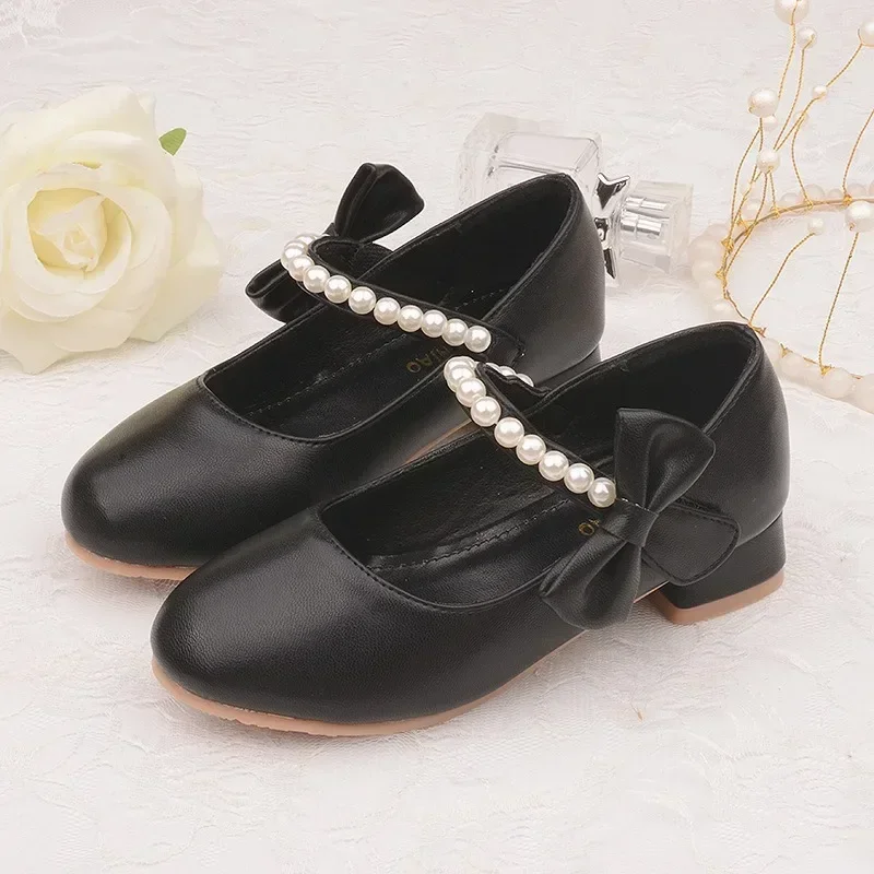Zapatos Niña KidLeather Shoes 2024 Autumn New Girl High Heel Princess Shoes Bow Single Shoe Mary Jane Shoes Kid Shoe Girl Shoe 4