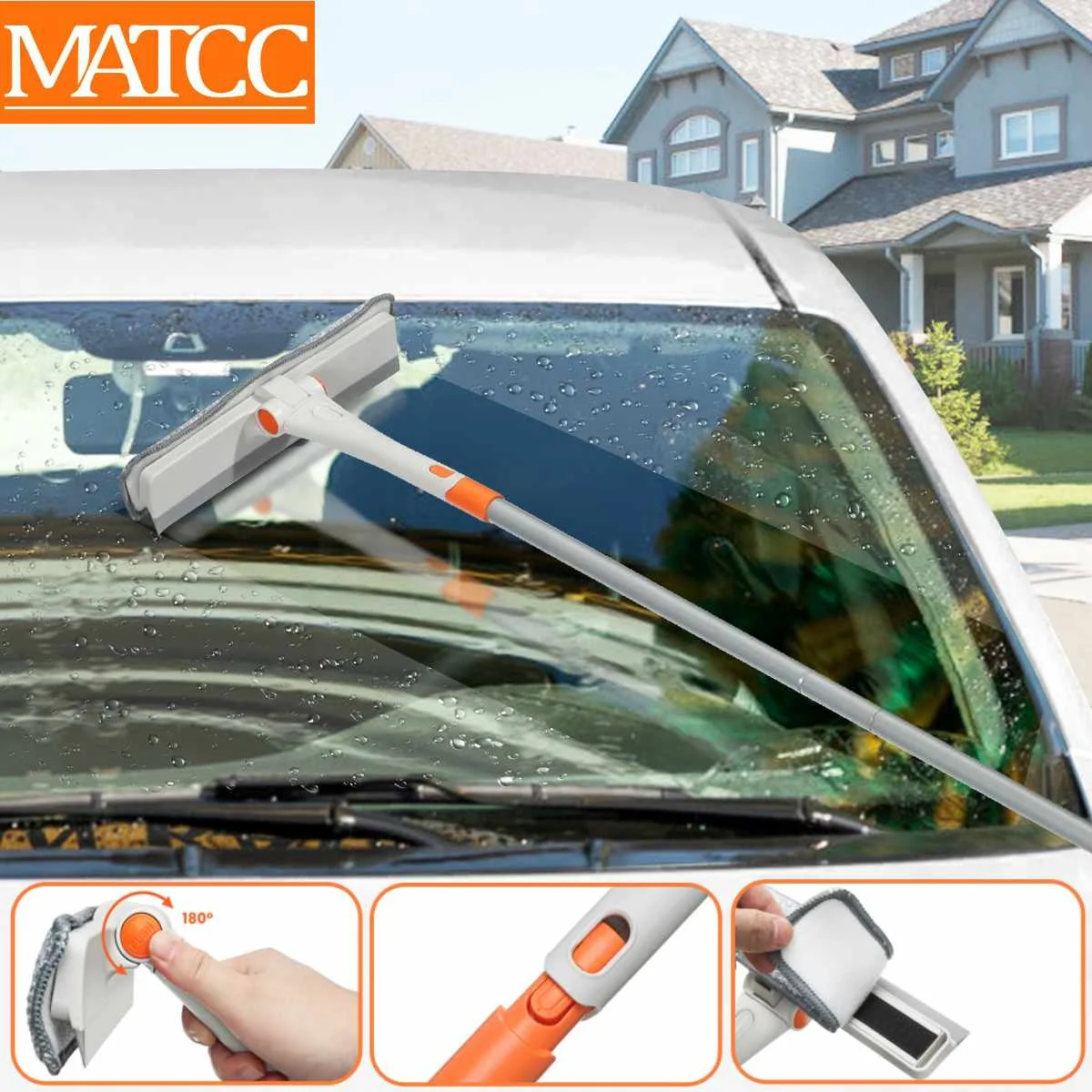 51 Telescopic Window Cleaning Kit Extension Pole Wide Wiper Microfiber  Cloths 