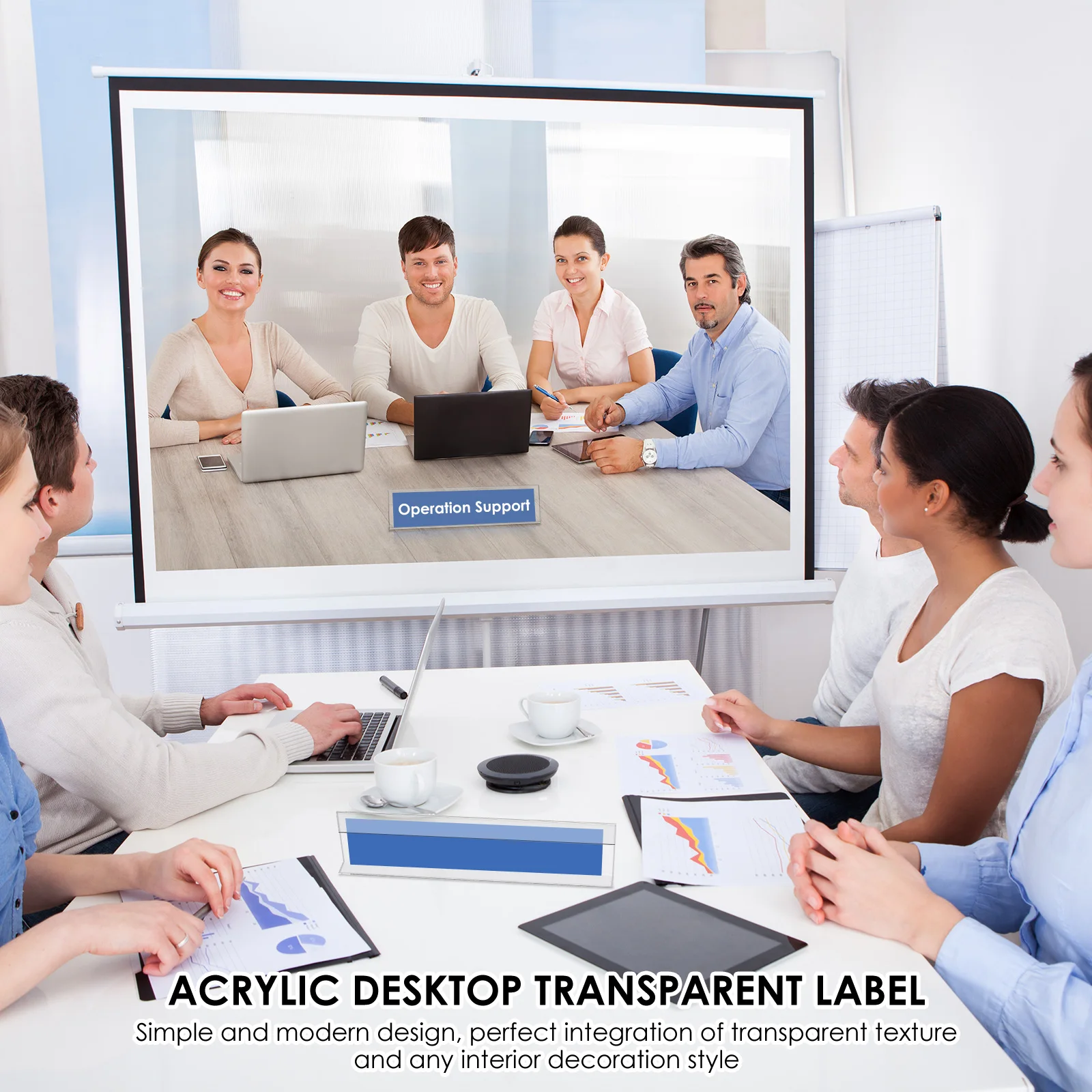 12 Pcs Desk Name Plate Holder Acrylic Clear Table Display Nameplate Horizontal Slant Office Desk Name Plate Card Base Stand