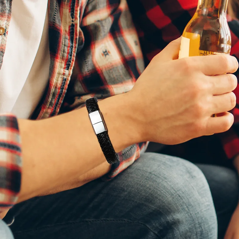 Men's Premium Leather Bracelet Stainless steel magnetic buckle men's gift