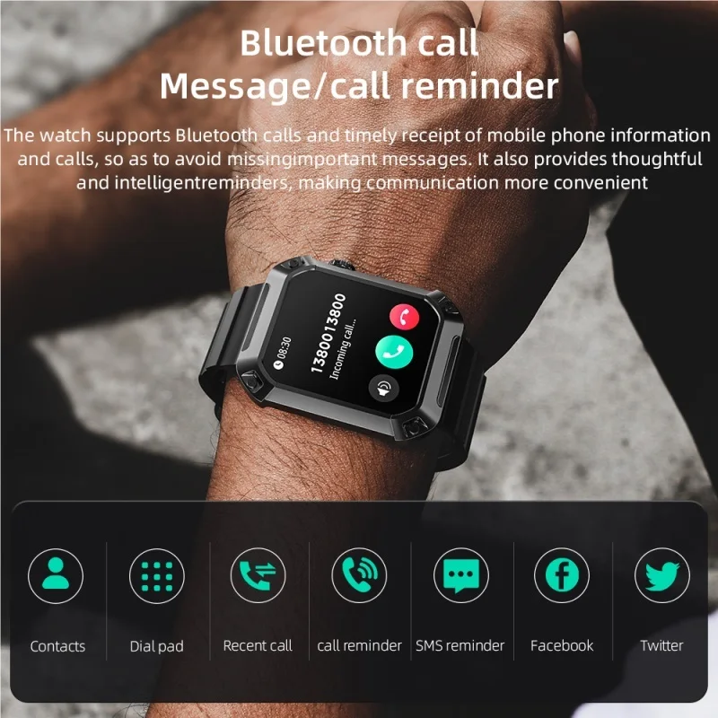 LOKMAT Ʈ ġ 5MAT  BT ȭ 1.85 &ġ ũ    ڵ  ƮϽ  smartwatch