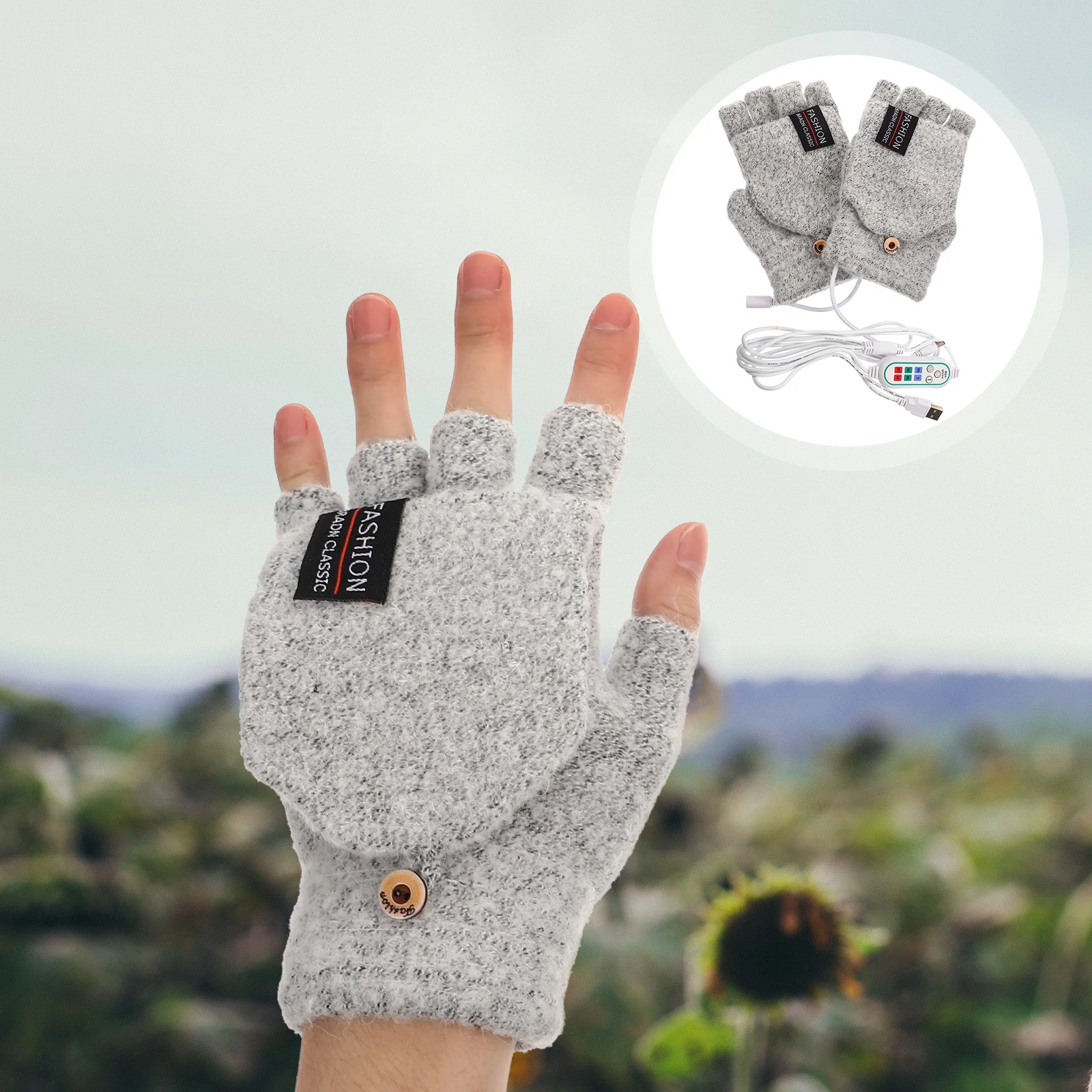 

Keep Warm USB Heating Gloves Portable Thermal Mitts Knitting Heated Full Finger