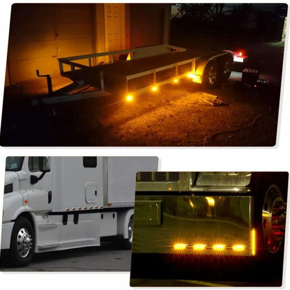 

Red Amber Side Marker Light Clearance Lamp 12 LED Truck Trailer 12V Chrome ABS Plastic Base PC Lens Universal Car Lights