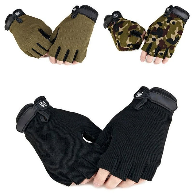 Men Camouflage Tactical Gloves Outdoor Sport Cycling Half Finger Anti-Slip Shock-Absorbing Fitness Fingerless Mittens Warmer 2