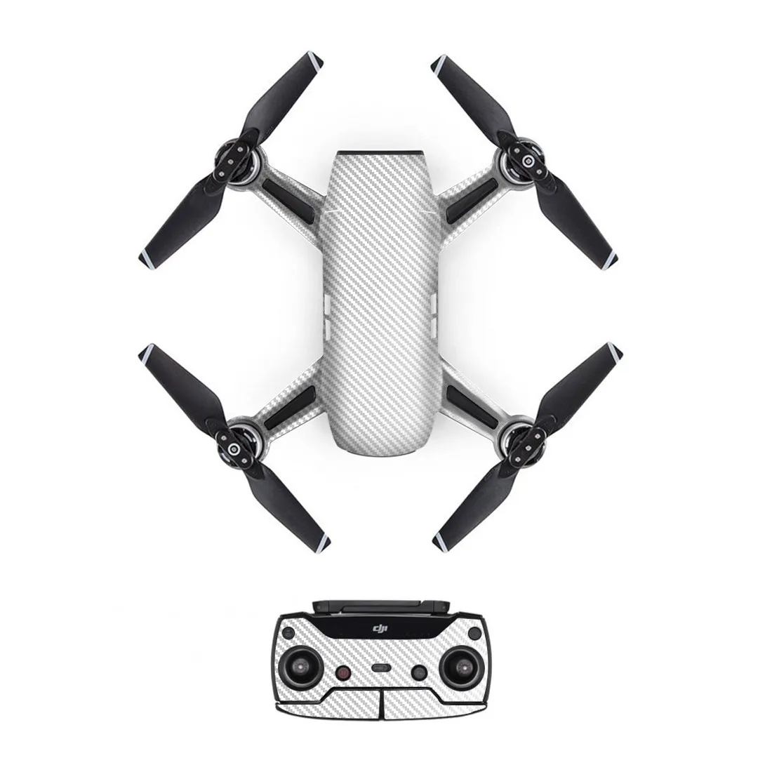 Carbon Fibre Style Decal PVC Skin Sticker For DJI Spark Drone + Remote Controllers + 3 Batteries Protection Film Cover