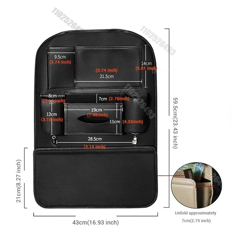 1pc Universal Car Seat Organizer, Generation Enhanced Car Rear Seat Organizer, Waterproof PU Leather Car Tidy Organizer