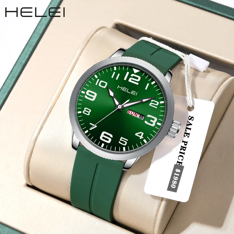 HELEI Men's Quartz Watches Luxury Men's Watches Fashion Calendar Week Display Waterproof Wristwatch Gifts For Men