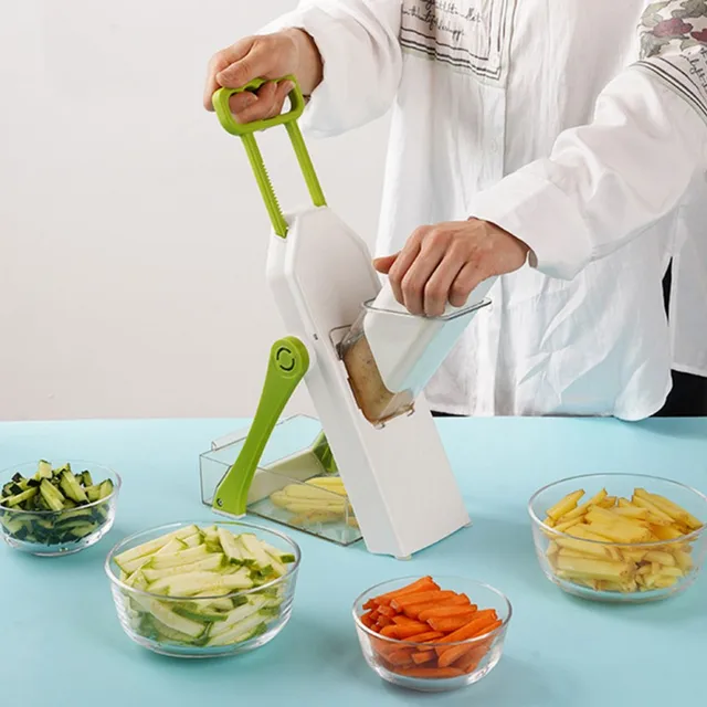 L-Link ONCE FOR ALL Mandoline Vegetable Slicer Adjustable Thickness Potato  Onion Chopper Safe Upright Dicer Fruit (blue) 