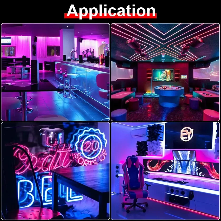 Neon RGB LED Smart Strip Lights with App Remote Control LED Rope Tape Lights for Christmas Party Decorations Flexible Ambient