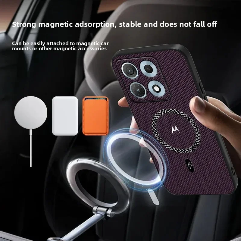 Luxury Fabric Texture Magnetic Case with Anti-Drop Lens Protection