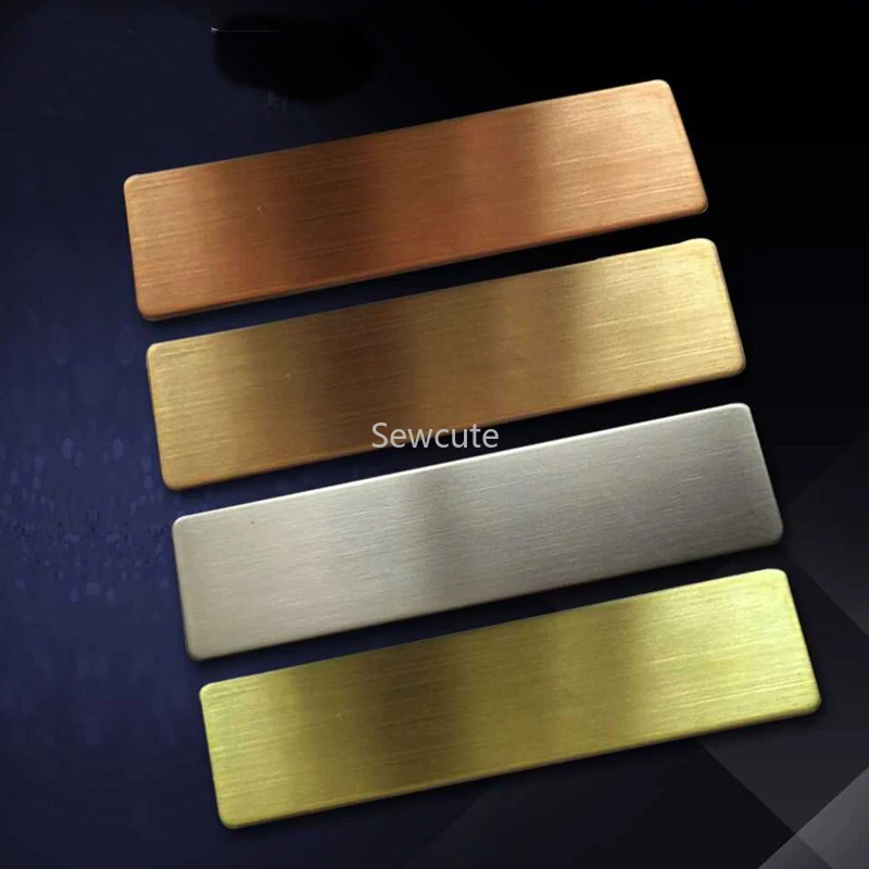 Gold Stainless Steel Name Badge Holders with Round Corners - 10 Pack, 70x20mm, Laser Engraving Ready