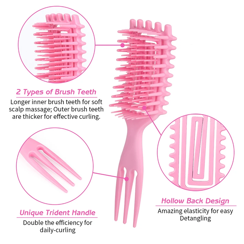 Vented Curl Defining Brush Men's and Women's Curly Hair Brush Curl Define Styling Brush for Combing and Shaping 2