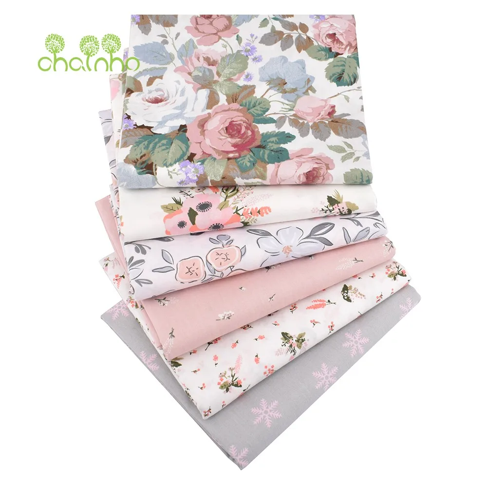 

Chainho,Printed Twill Cotton Fabric,DIY Sewing & Quilting Material,Patchwork Cloth,6 Pieces,4 Kinds Size,New Floral Series,CC202