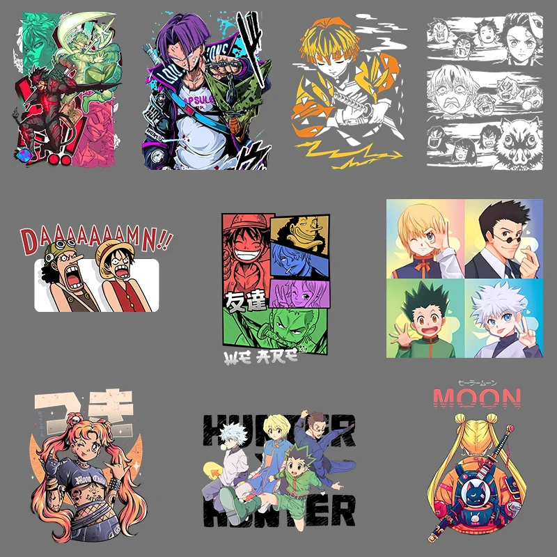 

Classic Japanese anime Heat Transfer Iron On Patches For Clothes Vinyl On Clothing T-shirt Decoration Hot Thermal Stickers DIY