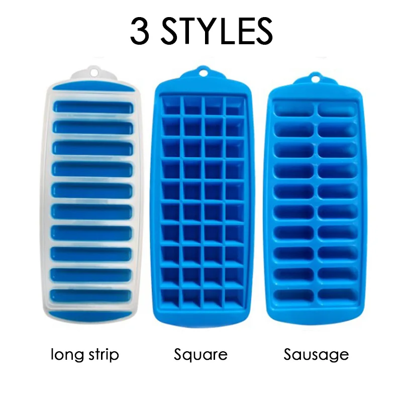 Reusable Silicone Ice Cube Tray Long Ice Trays For Freezer With Lid Ideal  For Sports Water Bottles Jugs Square Ice Cube Mould - AliExpress