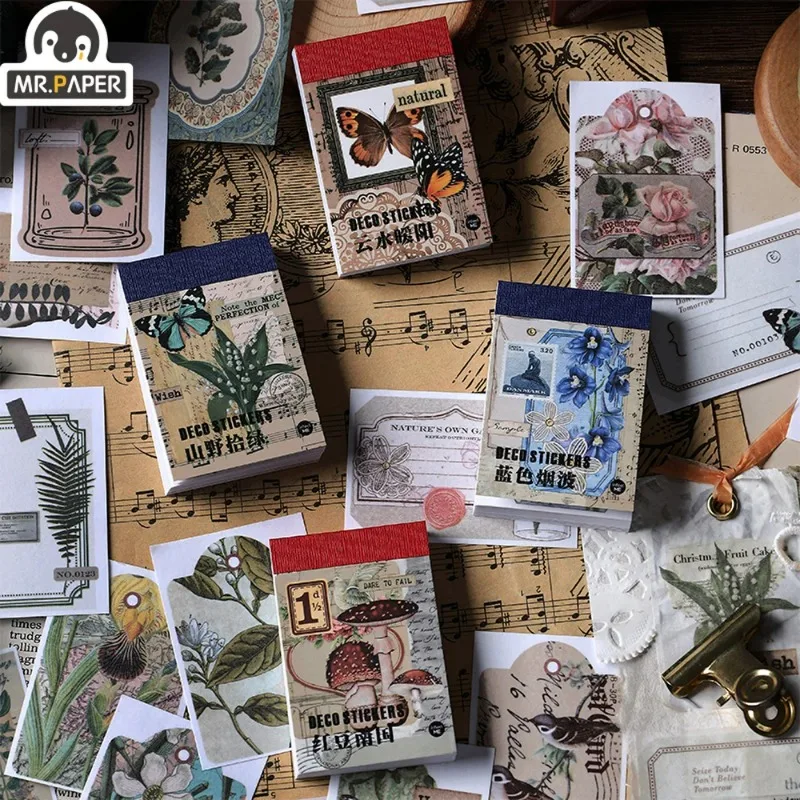 

Бумага Mr.paper 4 стиля 50 шт./книжка винтажная бабочка Васи наклейка книга эстетическое растение «сделай сам» материал для ручной учетной записи декоративные наклейки