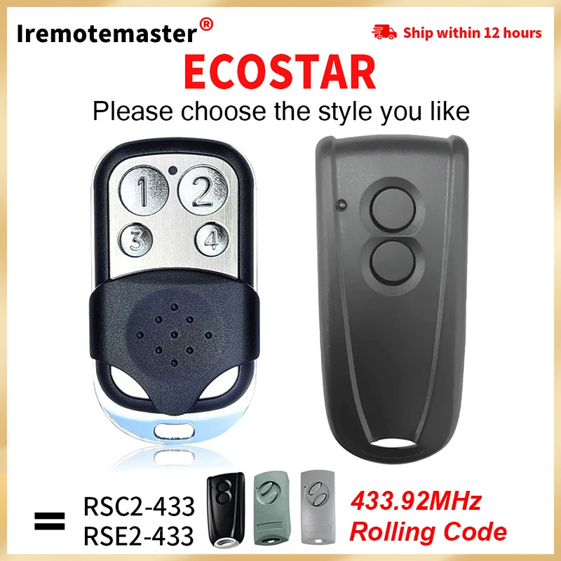 2 styles For HORMANN ECOSTAR RSC2-433 RSE2-433 Liftronic 500 700 800 Garage Door Remote Control 433MHz