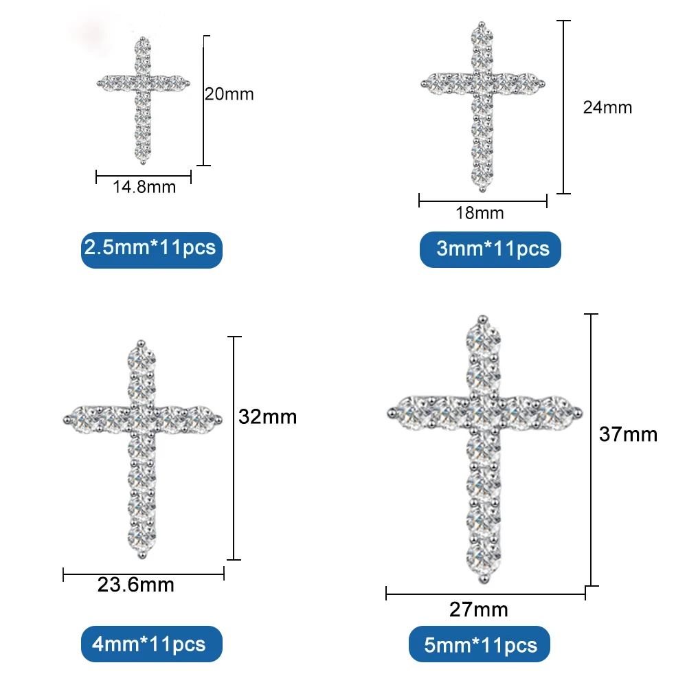 3-5mm D Color Black Moissanite Cross Necklace For Women Men Original S925 Silver Pendant Box Chain Jesus Jewelry GRA Certificate 5