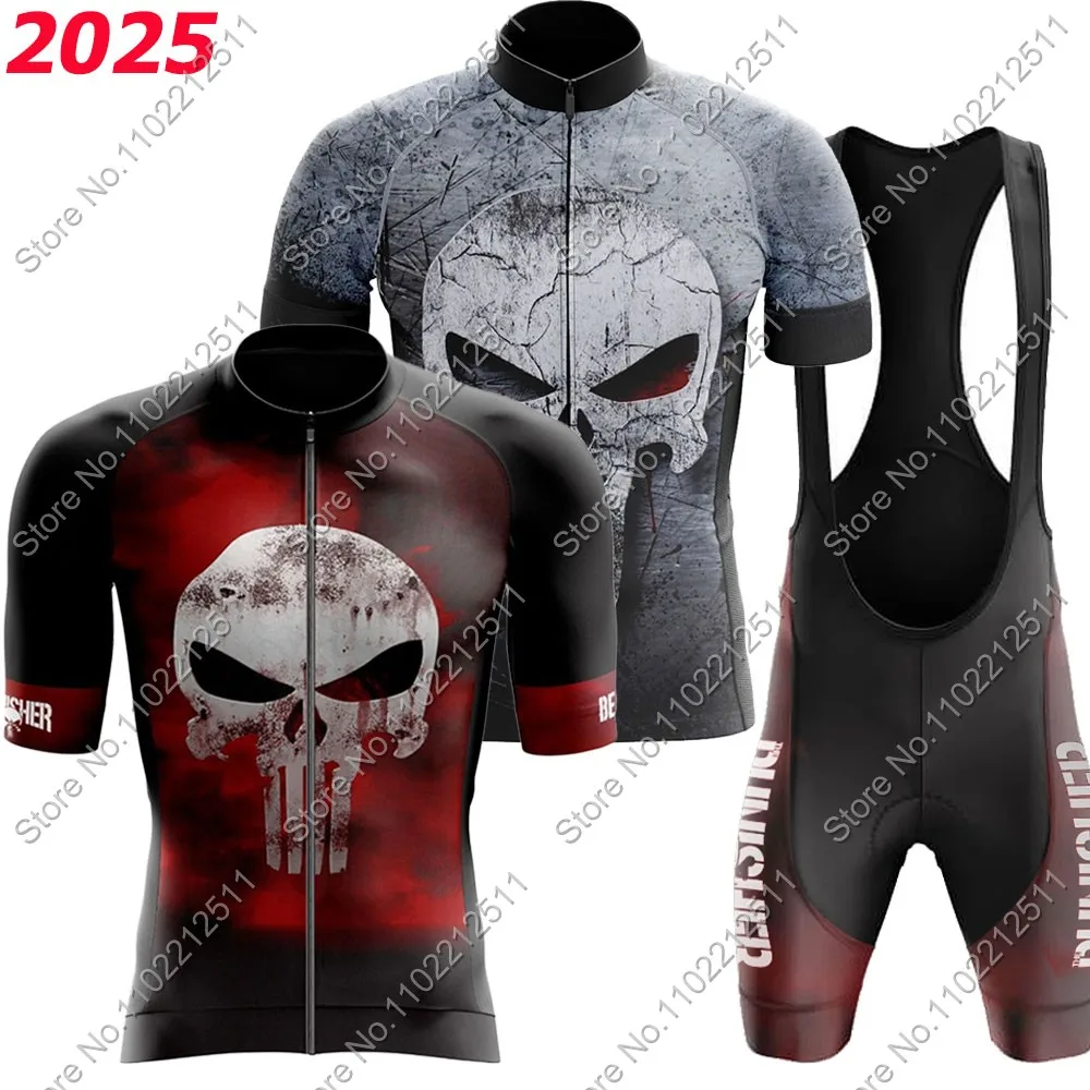 Skull Cycling Jersey Set Short Sleeve Summer Clothing Mans Road Bike Shirts Suit Bicycle Bib Shorts MTB Riding