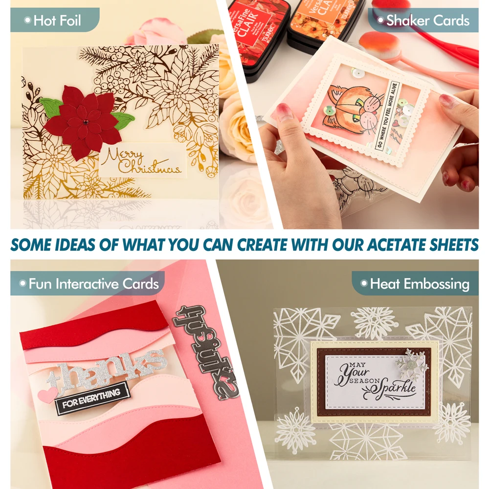 Acetate Sheets 8.5X11Inch Heat Resistant Clear Transparent Shaker Stencils Journals Craft