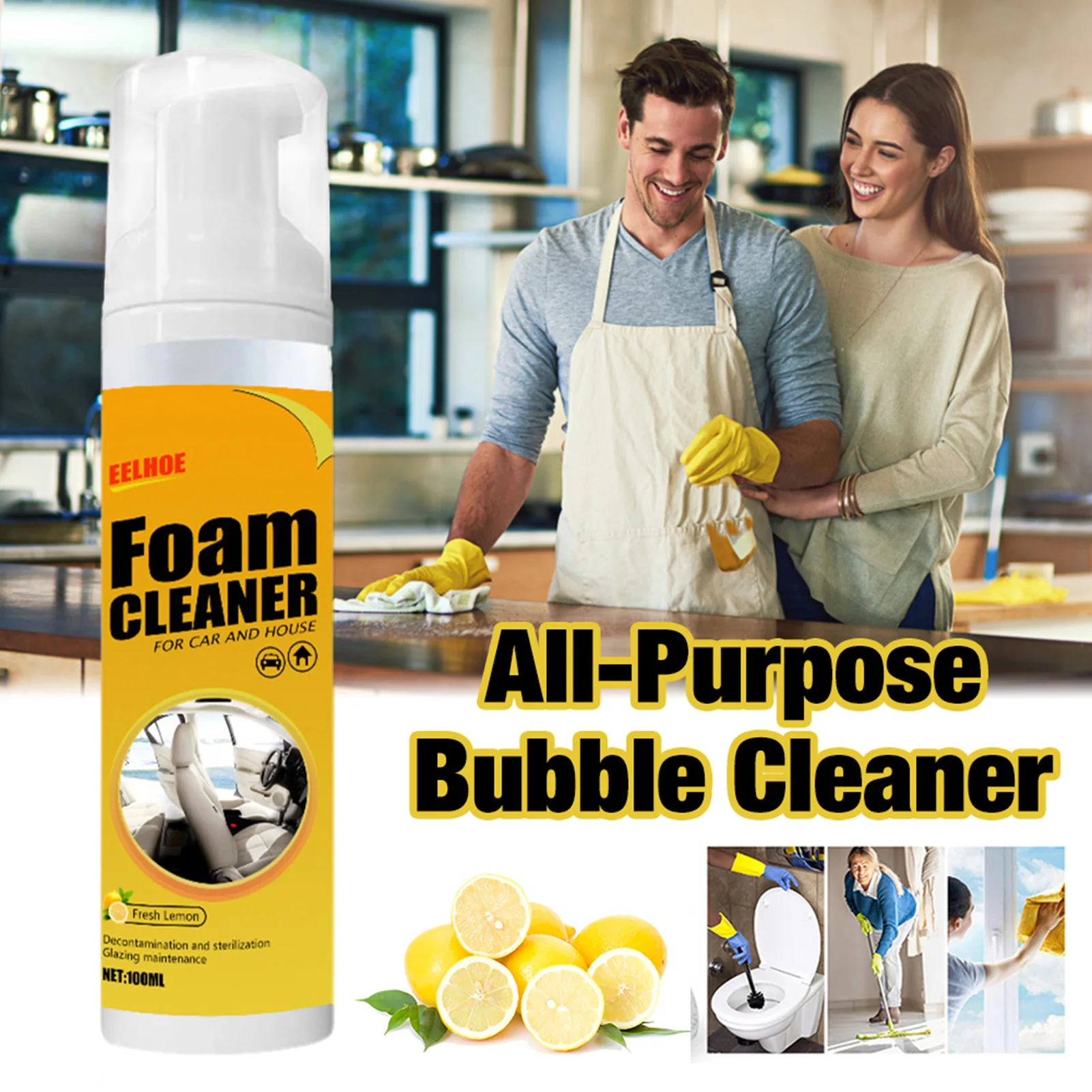 100ml Multifunctional Foam Cleaning Agent Leather Seat Cleaner Car Wash  Maintenance Refurbishment Home Cleaning