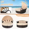 Patio Furniture Outdoor Round Daybed with Retractable Canopy Wicker Rattan Separated Seating Sectional Sofa for Patio Lawn 3
