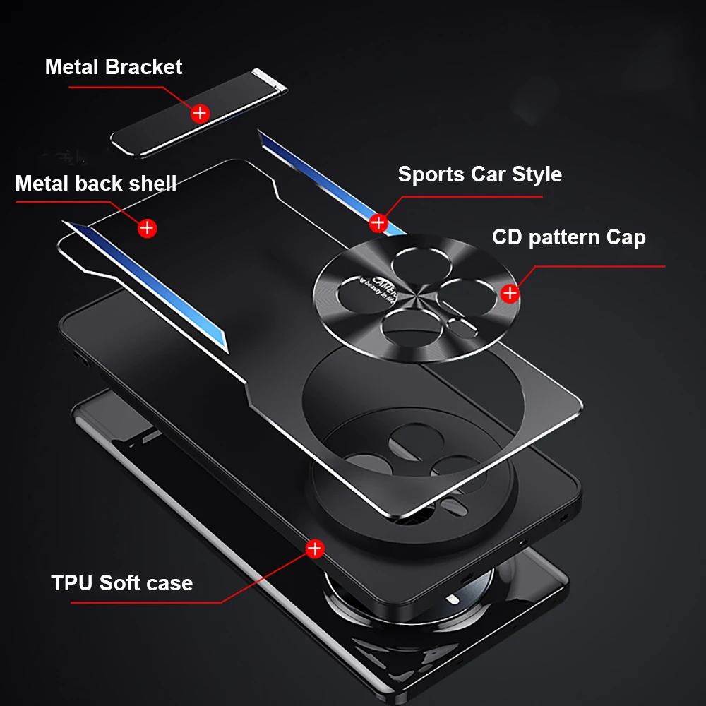 Luxury Metal Bracket Shockproof Protective Case with Soft TPU Bumper