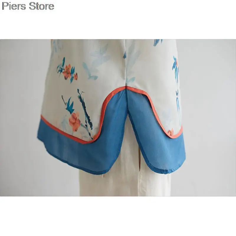 Spring Women Chinese Traditional Style Tops Cotton Linen Loose Blouses Cheongsam Female Vintage Buckle Hanfu Shirts Tang Suits
