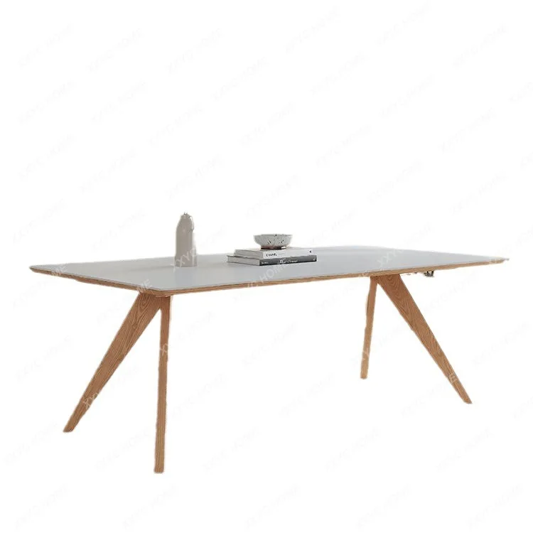 

Wood Stone Plate Dining Table Japanese Style Wood Color Cream Style Small Apartment Modern Simple Bed & Breakfast Dining Table