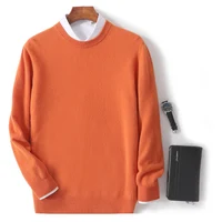 Spring Autumn New Cashmere Sweater Men's First Line Round Neck Knitted Pullover 100% Merino Wool Thin Bottom Shirt Basic Style 2