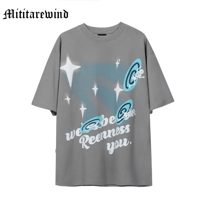 

Летняя женская Винтажная футболка унисекс в стиле High Street, футболка оверсайз с художественным принтом букв и коротким рукавом, повседневные футболки Y2k с круглым вырезом