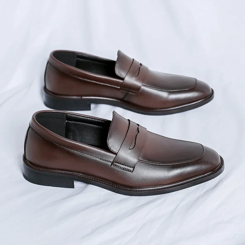 Luxury Brand Loafers for Men Leather Casual Shoes Italy Wedding Dress Business Office Pointy Formal Driving Shoe