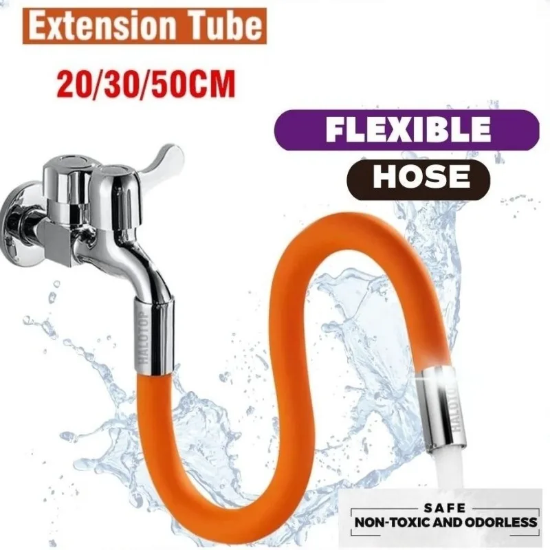 Flexible Hose Kitchen Faucet Extenders 360 Degrees Silicone Tube Bathroom Extension Water Tap
