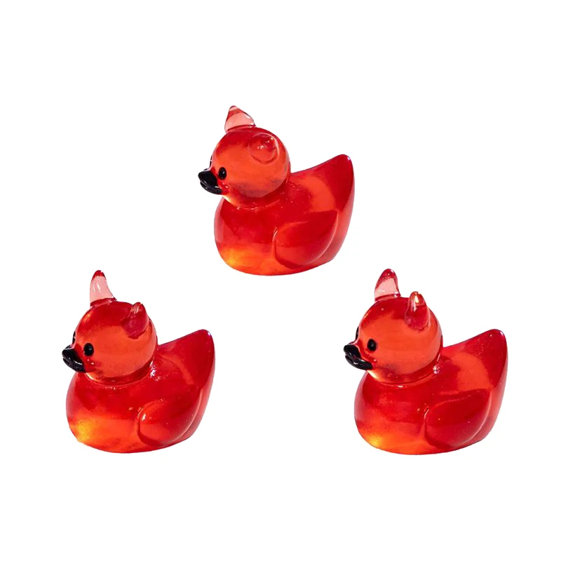 Mini Resin Halloween Devil Duck Luminous Ornament Micro Landscape DIY Crafts Car Home Glow-in-the-dark Decoration Gifts 3PCS/Bag ornament crafts miniature figurines resin ornaments miniature ornament resin crafts miniature duck figurines