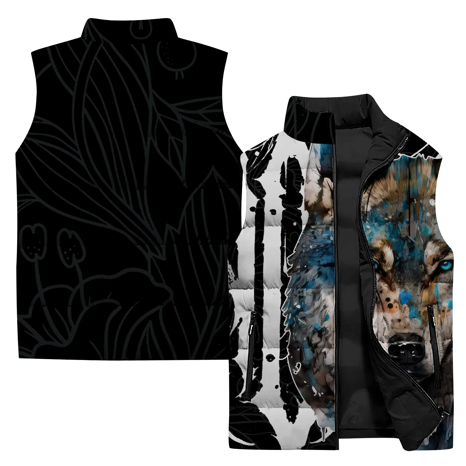 thumbnail image 1 of Chaqueta sin mangas con estampado 3D para hombre, chaqueta cálida para deportes al aire libre, ciclismo, informal, con cremallera, a la moda, 1 of 4