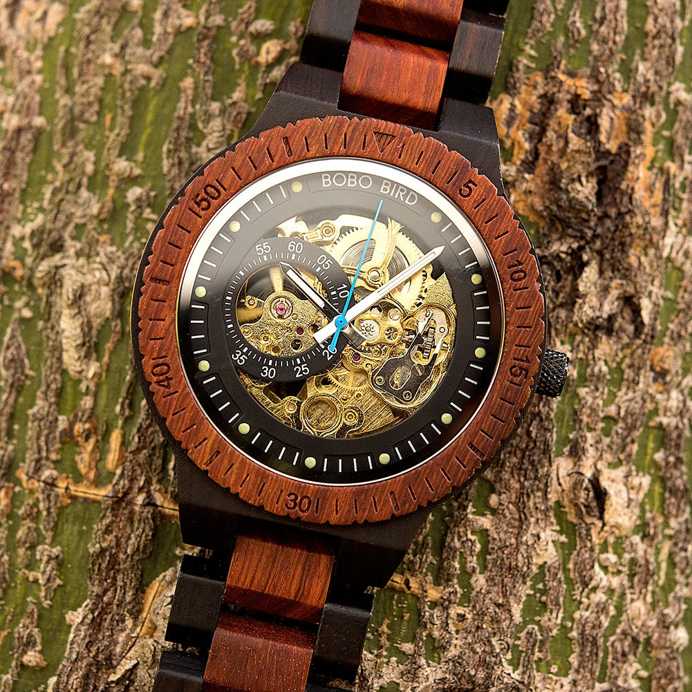 Automatic Mechanical Watches BOBO BIRD Watch For Men Luxury Wooden Wristwatch personalised relogio masculino mechanical watch