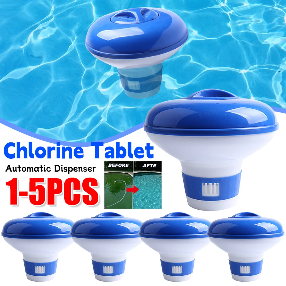 

1-5PCS Floating Swimming Pool Chlorine Tablet Automatic Dispenser Outdoor Pool Cleaning Tool Hot Spring Chlorine Dispenser