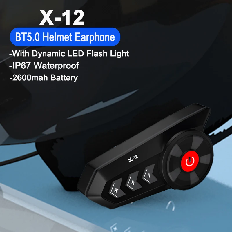 

Long standby Motorcycle Bluetooth 5.0 Headset Wireless Helmet Earphone 2600mAh Stereo Music Player Riding Headphones