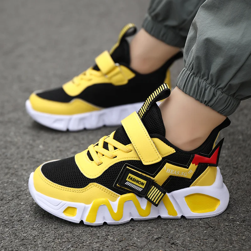 Cartoon Kids Shoes for Boys Mesh sneakers Children Casual Shoes Sporty Little Boy Running Tenis Yellow School Student Shoes 2022 children's shoes for high arches