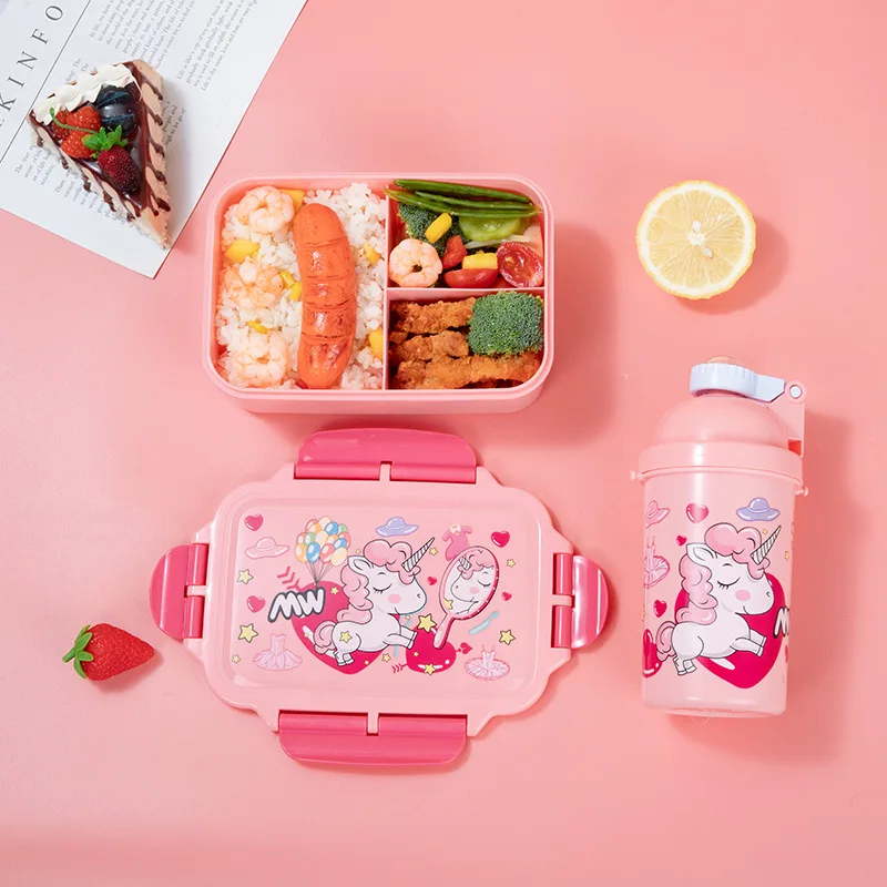 Rainbow Unicorn Sports Bento - Fiambrera para niños, mujeres, niñas, niños,  porción de aperitivos para niños pequeños, preescolares, almuerzos de