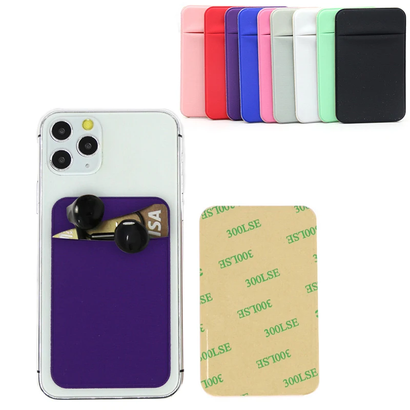 New Mobile Phone Credit Card Wallet Holder Pocket Stick-On Adhesive Elastic Tool Silicone Cover For iPhone Samsung Xiaomi Pouch 2 pc adhesive sticker cover mobile phone back card holder silicone small bus card case pouch