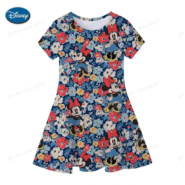 Disney Girls Dresses Princess Children's Clothing Cartoon Minnie Mouse  Print Summer Fashion Baby Minnie Mouse Dress 2023 1-10Y - AliExpress