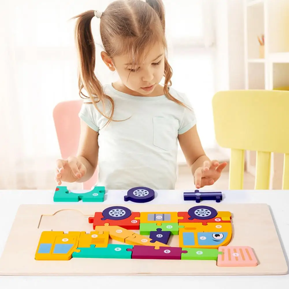 

Children Wooden Puzzle 3d Vehicle Wooden Puzzle for Early Learning Enhance Hand-eye Coordination Creativity for Toddlers