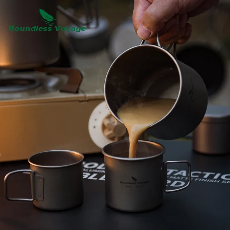Boundless Voyage 500ml Titanium Teapot Cup Set with Filter Single Layer Coffee Tea Maker Drinking Mug Portable Cookware Teaware