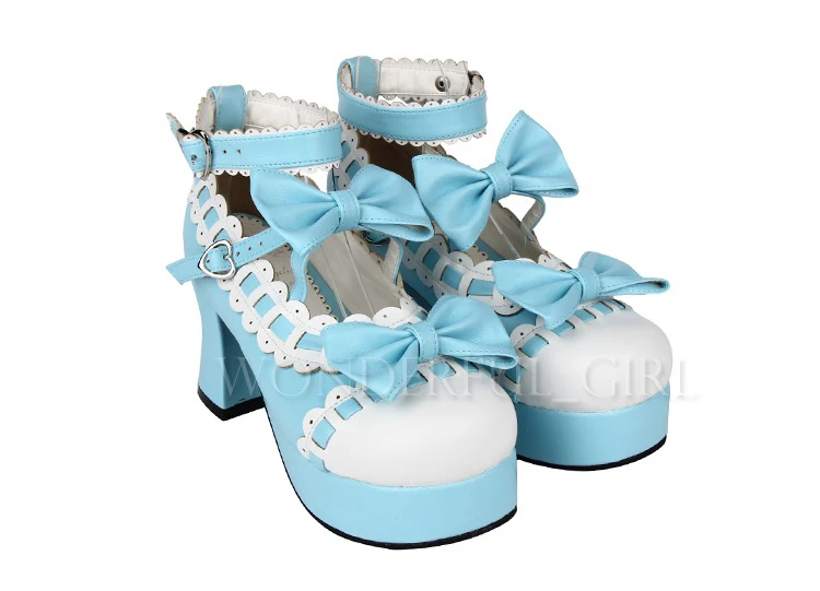 Neue japanische Stil Lolita Schuhe Dienstmädchen Cosplay Mädchen Prinzessin High Heels Damen Schuhe mit Schleife Größe 35-47 28