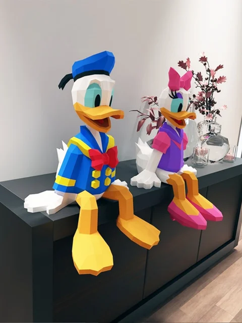 50cm Donald Duck Daisy Paper Model Anime Figures Home Decor Desktop Decoration Papercraft 3D DIY Hand Made Toy MINISO Disney 2