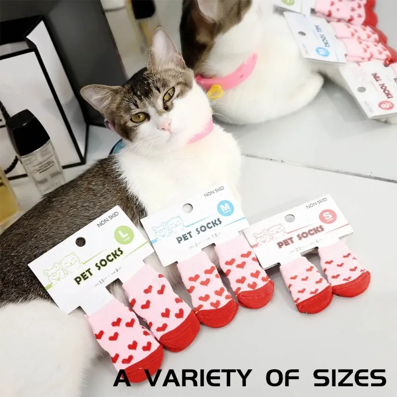 

Нескользящие резиновые носки для кошек и собак, Симпатичные хлопковые эластичные носки для домашних питомцев, сохраняют тепло для щенков, маленьких и больших собак, аксессуары, вещи