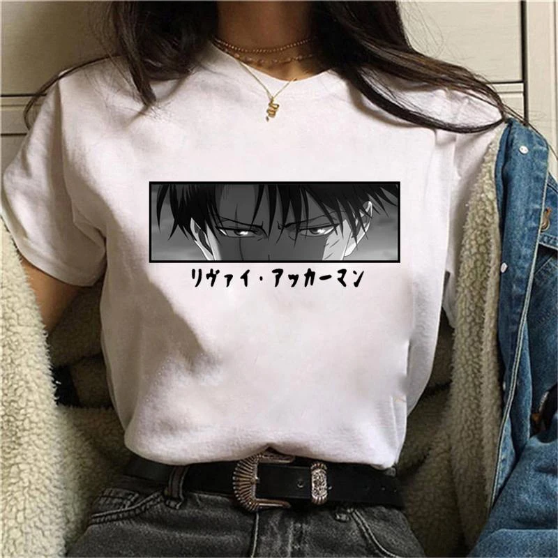 

NEW Anime Levi Ackerman Print T Shirt Women Fashion Anime Crew Neck Short Sleeve Casual Loose Comfy Tees